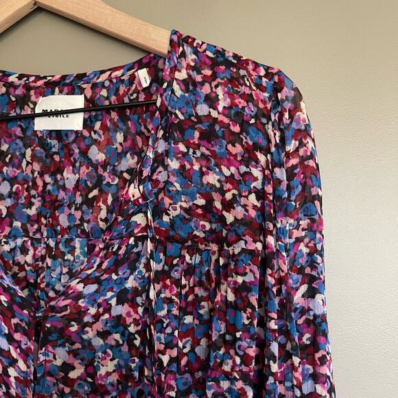 Isabel Marant Daytonea‎ Blouse Pink Purple Blue Abstract Print Size XS Chic Sexy - Picture 9 of 16